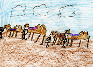 This is Katya's camel caravan drawing.