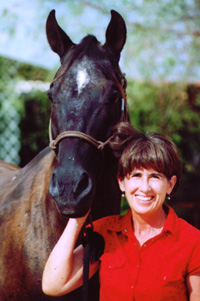 Photograph of Lisa Bear Goldman and her horse Bill