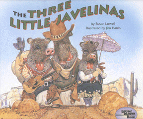 The book jacket shows three javelinas dressed in people's clothing.