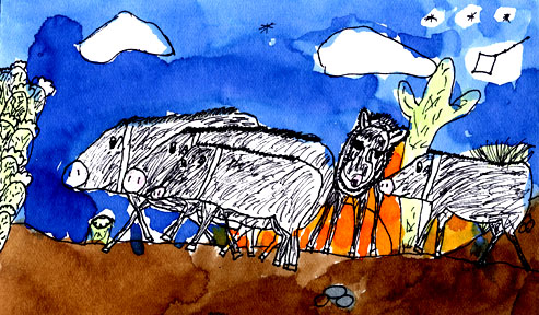 Brenna's javelina herd paintling