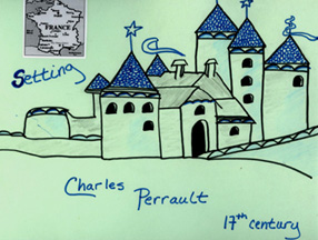 Setting - castle, map of France, Charles Perrault 17th-century author
