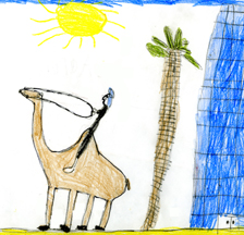 This is Aaron's drawing of a camel and rider.