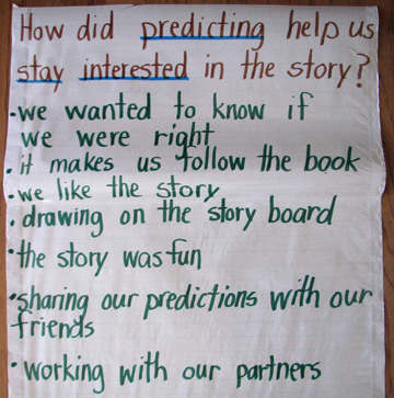 How did predicting help us stay interested in the story?