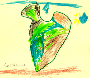 This is Isaiah's picture of a cactus.