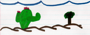This is a drawing of red flowers on a cactus.