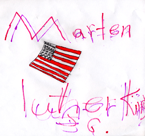 Suhailah'a drawing shows an American flag.