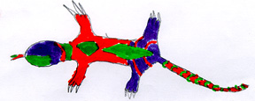 A drawing of a rock eyes lizard.