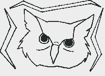 The line drawing shows a owl's face.